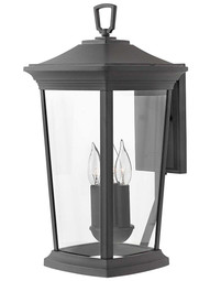 Bromley Large Outdoor Wall-Mount Lantern in Museum Black.